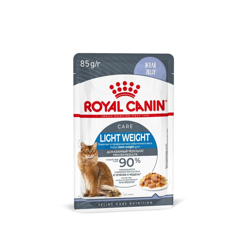 Влажный корм Royal Canin Light Weight Care в желе для взрослых кошек, склонных к полноте, пауч, 85 г фото 1