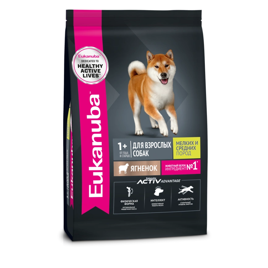 Сухой корм Eukanuba Adult для взрослых собак от 1 года с ягненком, 7 кг фото 1