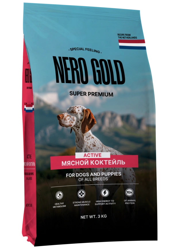 Сухой корм NERO GOLD для собак и щенков "Мясной коктейль", 3 кг фото 1