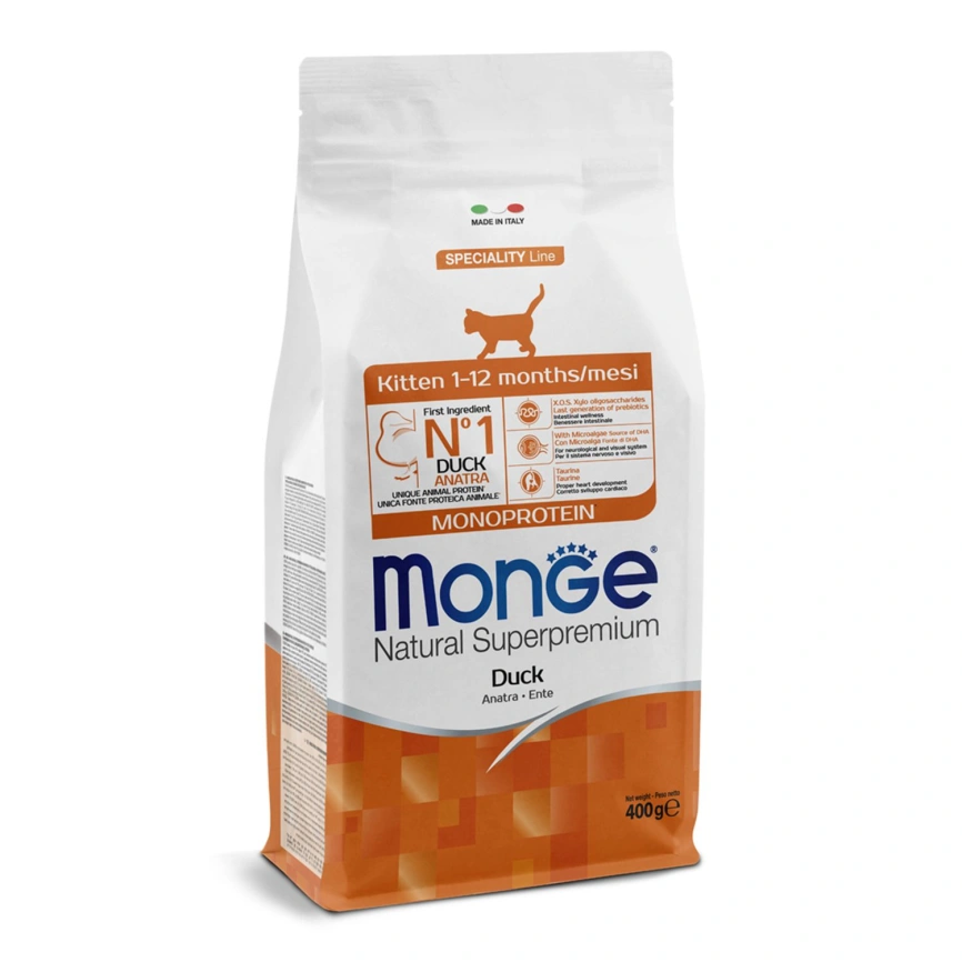 Сухой корм Monge Cat Speciality Line Monoprotein Duck для котят и беременных кошек с уткой, 400 г фото 2