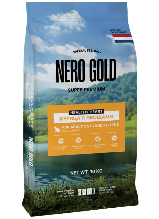 Сухой корм NERO GOLD для кошек и котят с мясом курицы и овощами, 10 кг фото 1
