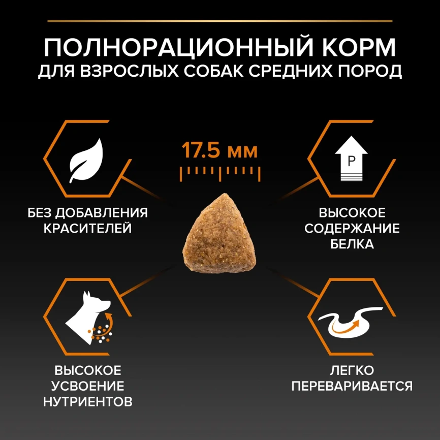 Сухой корм PRO PLAN Chicken для взрослых собак средних пород, с высоким содержанием курицы, 18 кг фото 2