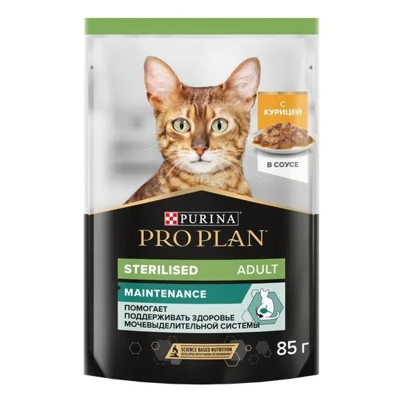 Влажный корм PRO PLAN Chicken для взрослых стерилизованных кошек и кастрированных котов, с курицей в соусе, 85 г фото 1