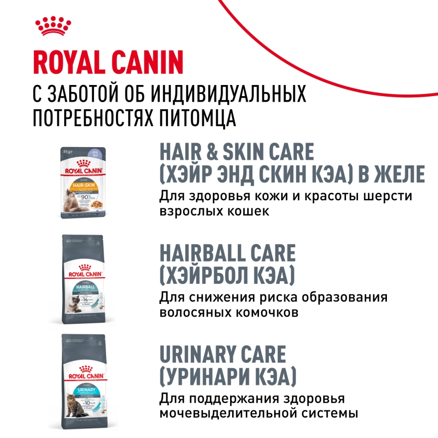 Влажный корм Royal Canin Hair &amp; Skin Care в соусе для взрослых кошек старше 1 года, пауч, 85 г фото 11