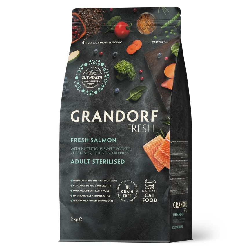 Сухой корм Grandorf Fresh Cat для стерилизованных кошек лосось с бататом 2 кг фото 1