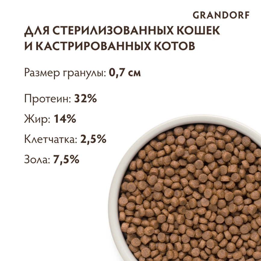 Сухой корм Grandorf 4 Meat Probiotic Sterilised Четыре вида мяса для стерилизованных кошек, 8 кг фото 9