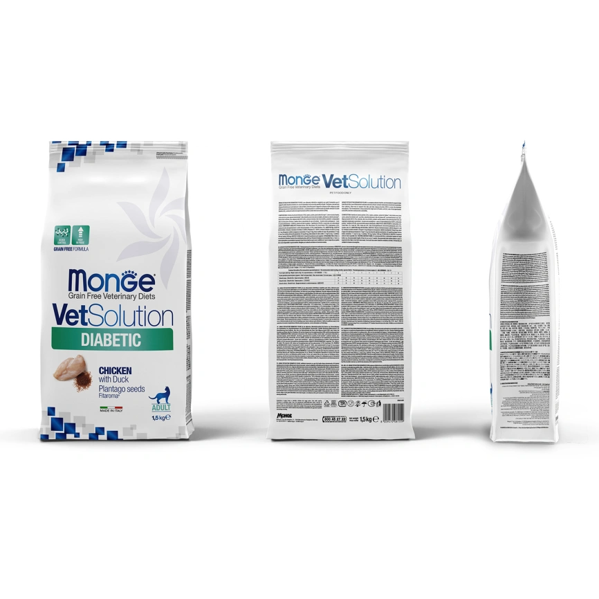 Диетический корм Monge VetSolution Cat Diabetic для кошек, при сахарном диабете, 1,5 кг фото 3