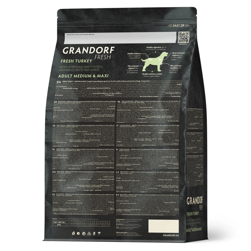 Сухой корм Grandorf Fresh Dog для взрослых собак средних и крупных пород диетическая формула для особо аллергичных собак индейка с бататом 3 кг фото 2