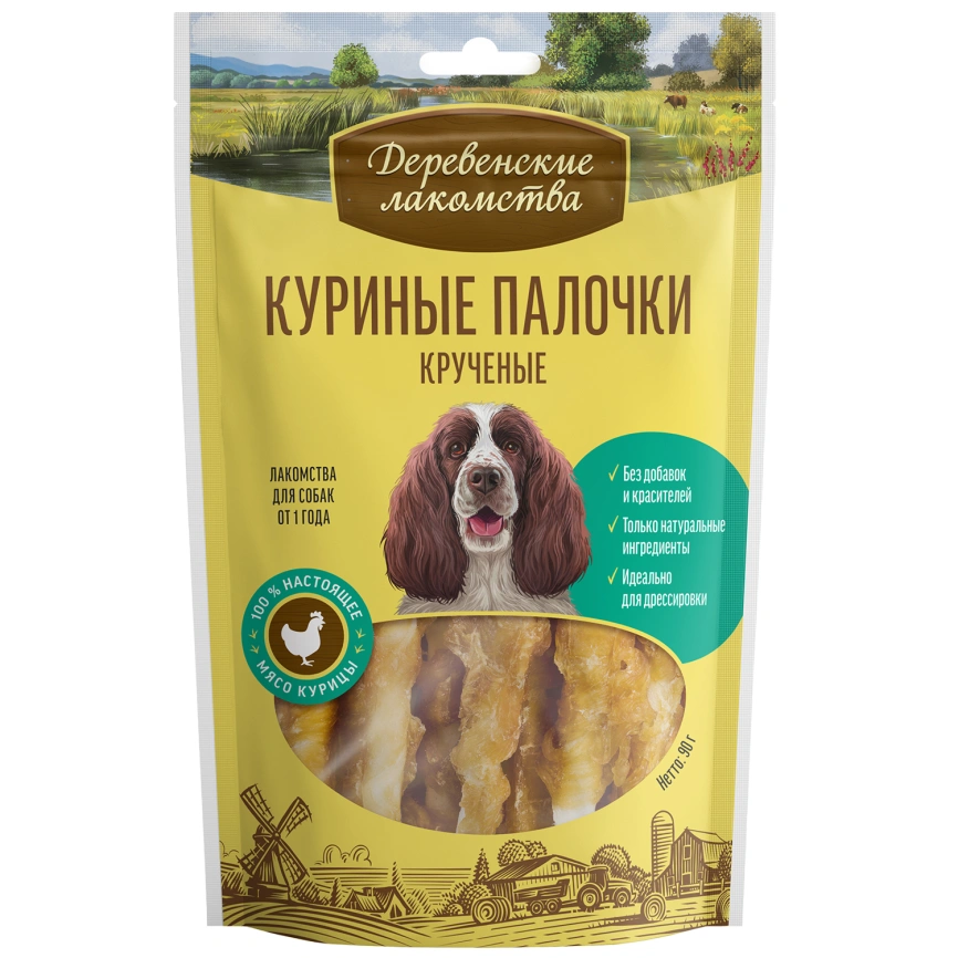 Лакомство «Деревенские лакомства» куриные палочки крученые для собак, 90 г фото 1
