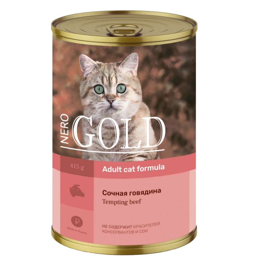 Влажный корм Nero Gold  для кошек "Сочная говядина", 415 г фото 1