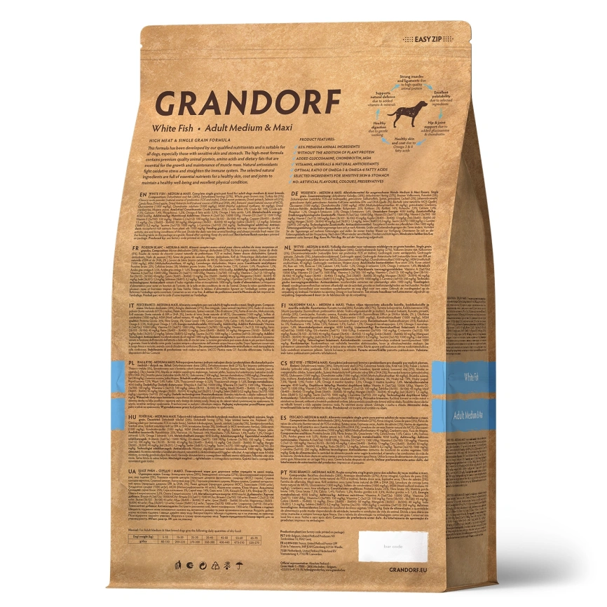 Сухой корм Grandorf White Fish Med & Maxi Белая рыба для взрослых собак средних и крупных пород, 1 кг фото 2