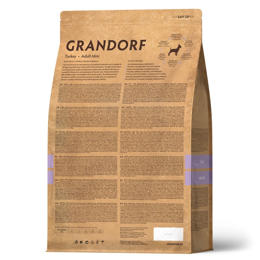 Сухой корм Grandorf Mini Turkey для взрослых собак мелких пород, с индейкой, 3 кг фото 2