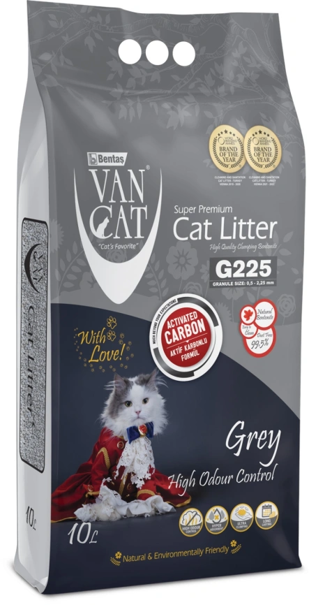 Наполнитель Van Cat для кошачьего туалета, комкующийся без пыли с ароматом активированный уголь, без пыли, 10 л фото 1