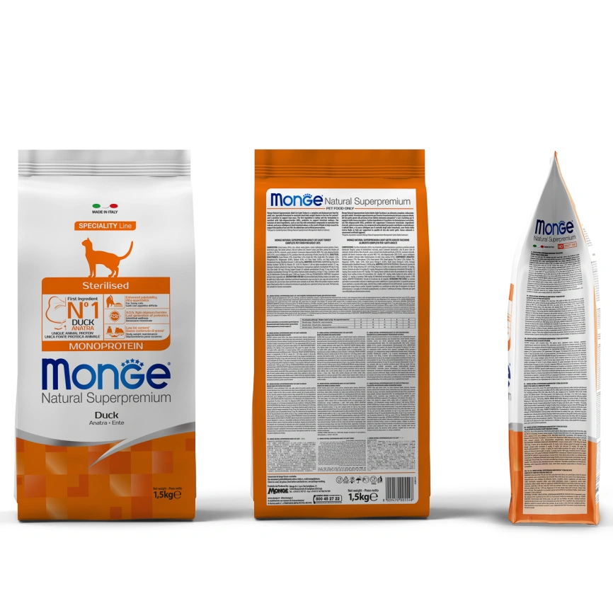 Сухой корм Monge Cat Speciality Line Monoprotein Duck для котят и беременных кошек с уткой, 1,5 кг фото 4