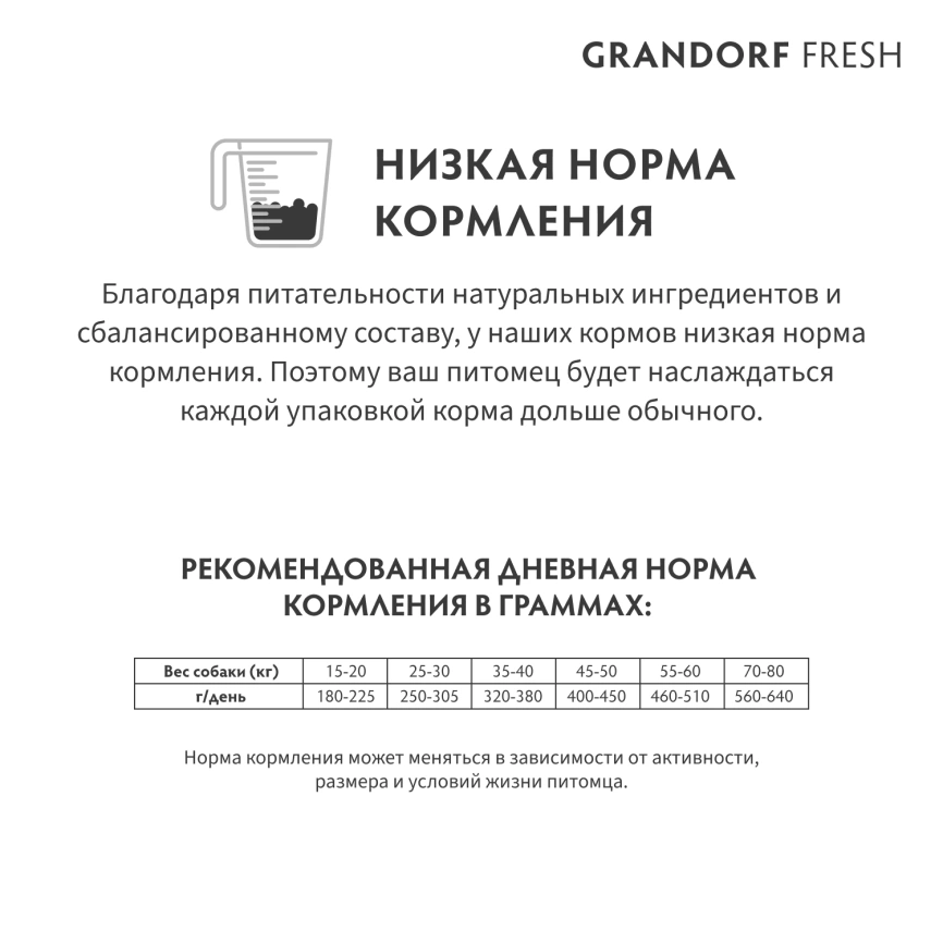 Сухой корм Grandorf Fresh Dog для взрослых собак крупных пород лосось с бататом 10 кг фото 10