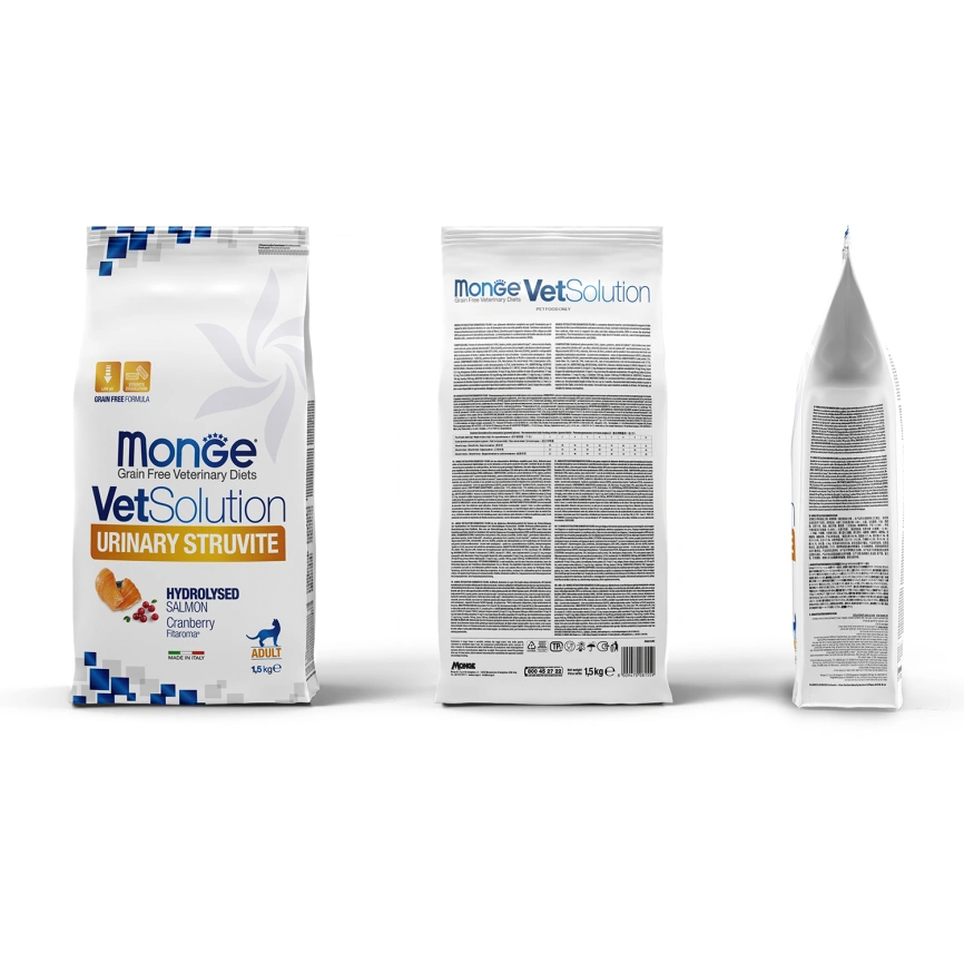 Диетический корм Monge VetSolution Cat Urinary Struvite при заболеваниях мочеполовой системы и струвитном течении МКБ, 1,5 кг фото 3