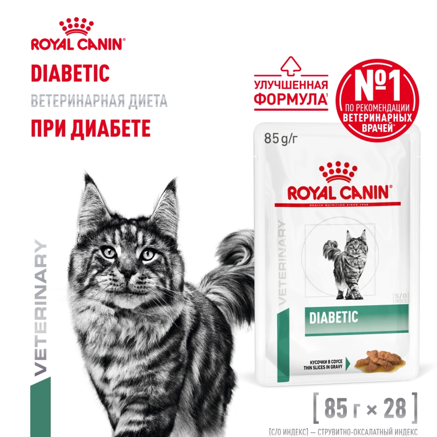 Влажный корм Royal Canin Diabetiс диетический для кошек при сахарном диабете, пауч, 85 г фото 15