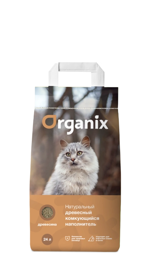 Наполнитель Organix для кошачьего туалета, древесный комкующийся для кошачьего туалета, 24 л фото 1