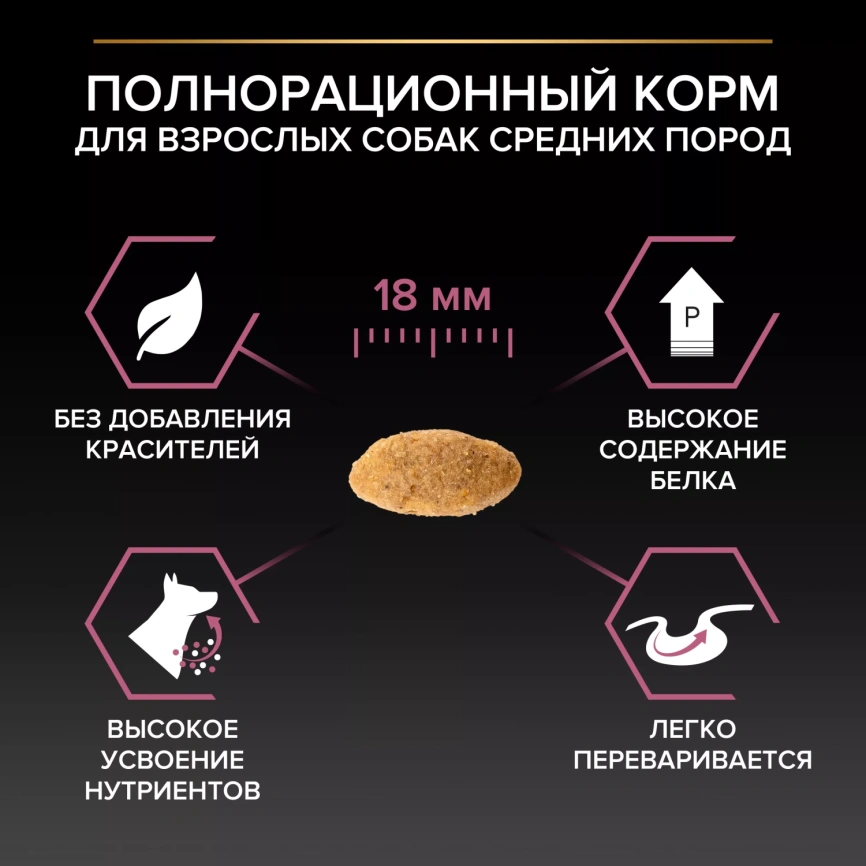 Сухой корм PRO PLAN Salmon для взрослых собак средних пород с чувствительной кожей, с высоким содержанием лосося, 18 кг фото 3
