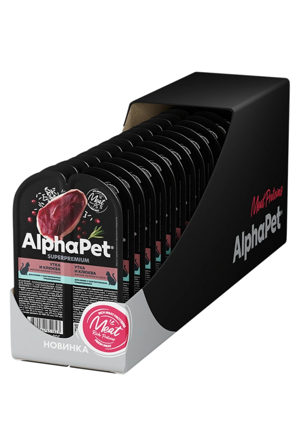 Влажный корм ALPHAPET Superpremium ламистер Duck &amp; Cranberry для кошек, с чувствительным пищеварением, с уткой и клюквой, 80 г фото 4