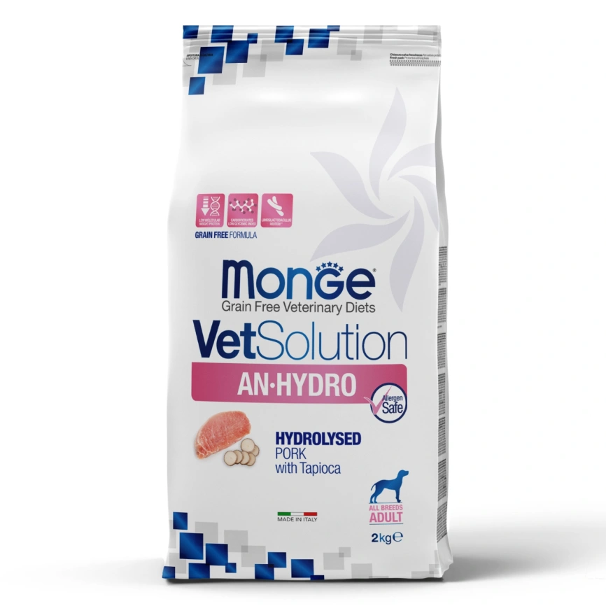 Диетический корм Monge VetSolution Dog An-Hydro для собак, при пищевой непереносимости, 2 кг фото 1