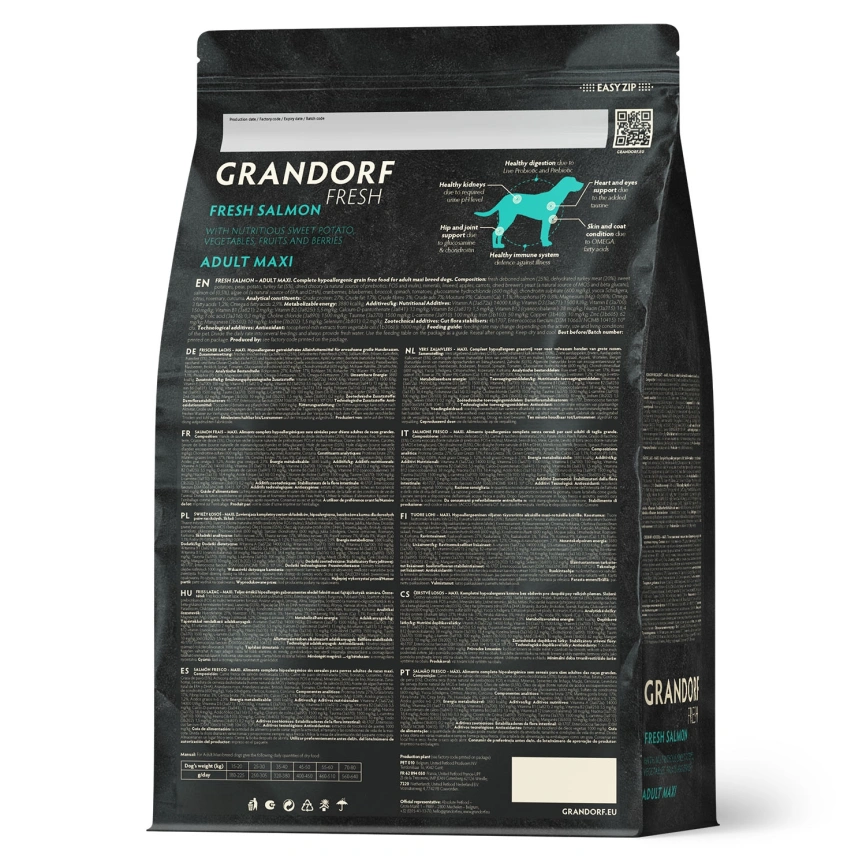 Сухой корм Grandorf Fresh Dog для взрослых собак крупных пород лосось с бататом 10 кг фото 2