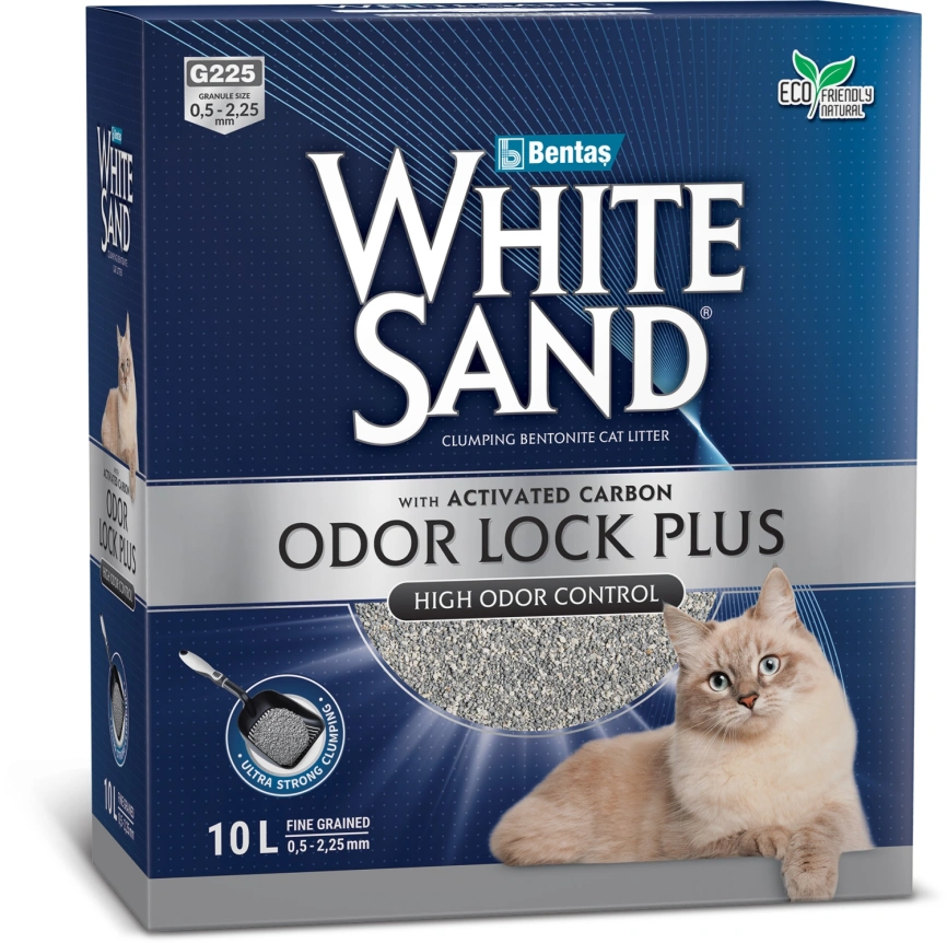Наполнитель White Sand комкующийся "С усиленной блокировкой запахов" с активированным углем, без запаха, 8.5 кг фото 1