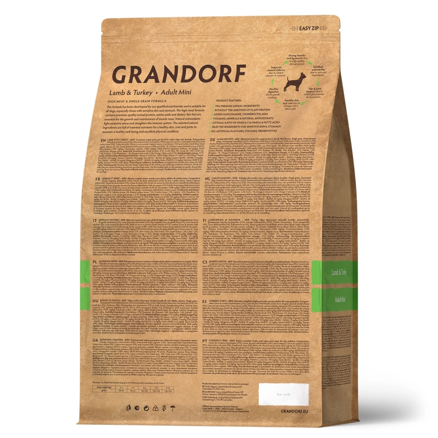 Сухой корм Grandorf Lamb & Turkey Mini для взрослых собак мелких пород, 1 кг фото 2