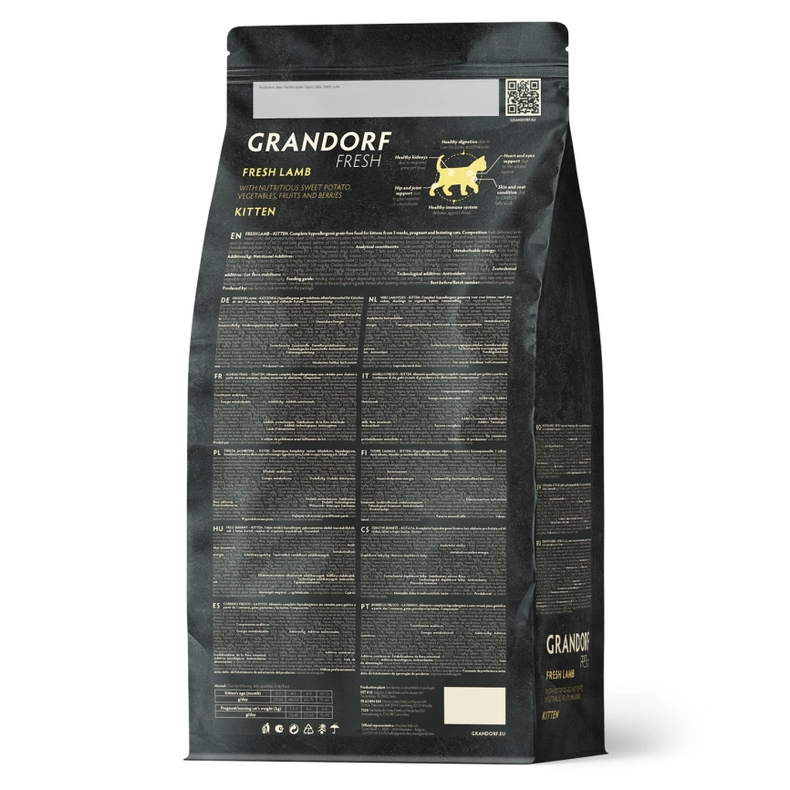 Сухой корм Grandorf Fresh Cat для котят беременных или кормящих кошек ягненок с бататом 400 г фото 2