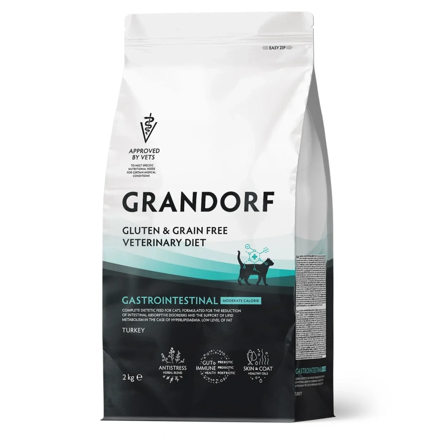 Сухой корм Grandorf Veterinary Gastrointestinal Moderate Calorie для кошек при расстройствах пищеварения и контроле веса, 2 кг фото 1