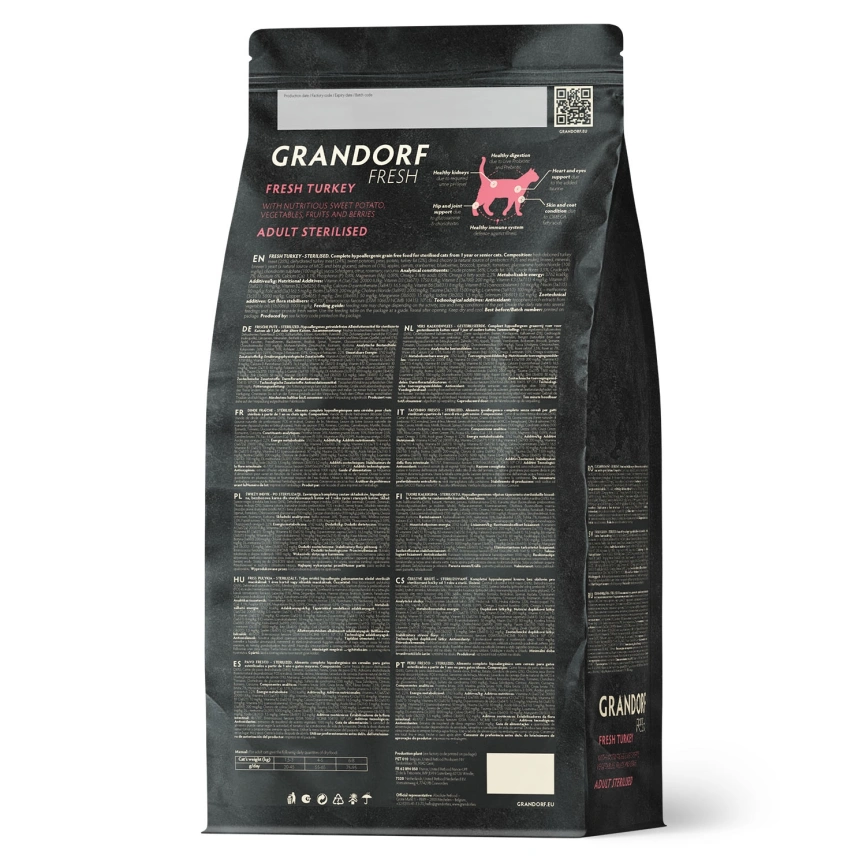 Сухой корм Grandorf Fresh Cat Turkey & Sweet Potato для стерилизованных кошек индейка, с бататом, 2 кг фото 2