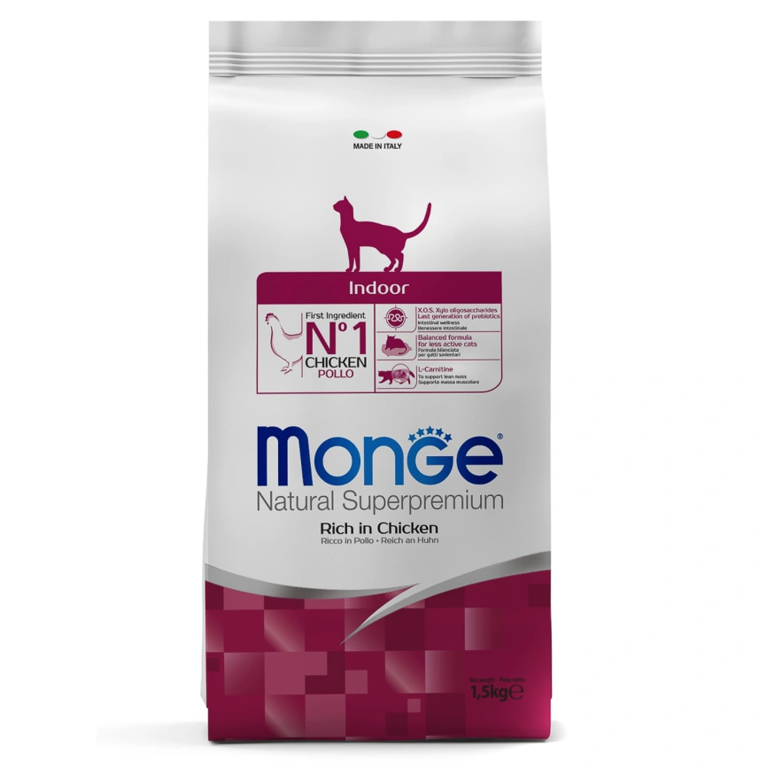 Сухой корм Monge Cat Daily Line Indoor Chicken для домашних кошек с курицей, 1,5 кг фото 1