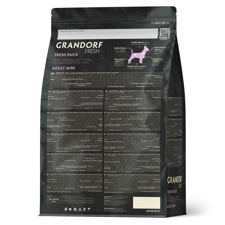 Сухой корм Grandorf Fresh Dog для взрослых собак мелких пород диетическая формула для особо аллергичных собак утка с бататом 3 кг фото 2