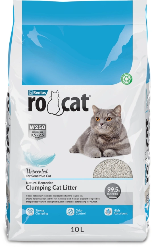 Наполнитель Ro Cat для кошачьего туалета, комкующийся без пыли натуральный, 10 л фото 1