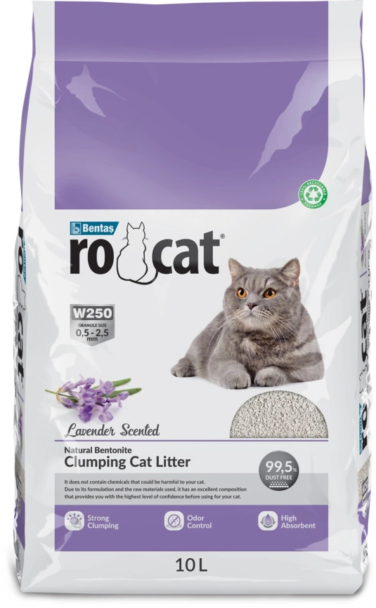 Наполнитель Ro Cat для кошачьего туалета, комкующийся без пыли с ароматом лаванды, 10 л фото 1