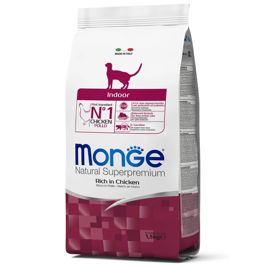 Сухой корм Monge Cat Daily Line Indoor Chicken для домашних кошек с курицей, 1,5 кг фото 2