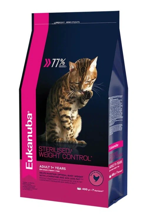 Сухой корм Eukanuba Sterilised для взрослых стерилизованных кошек, 0.4 кг фото 1