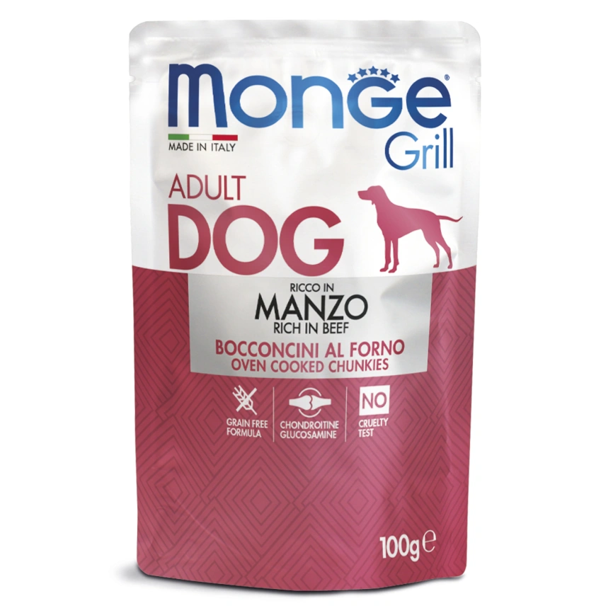Влажный корм Monge Dog Grill Beef для собак с говядиной, 100 г фото 1