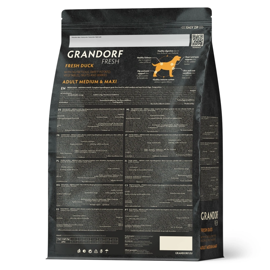Сухой корм Grandorf Fresh Dog для взрослых собак средних и крупных пород диетическая формула для особо аллергичных собак утка с бататом 10 кг фото 2