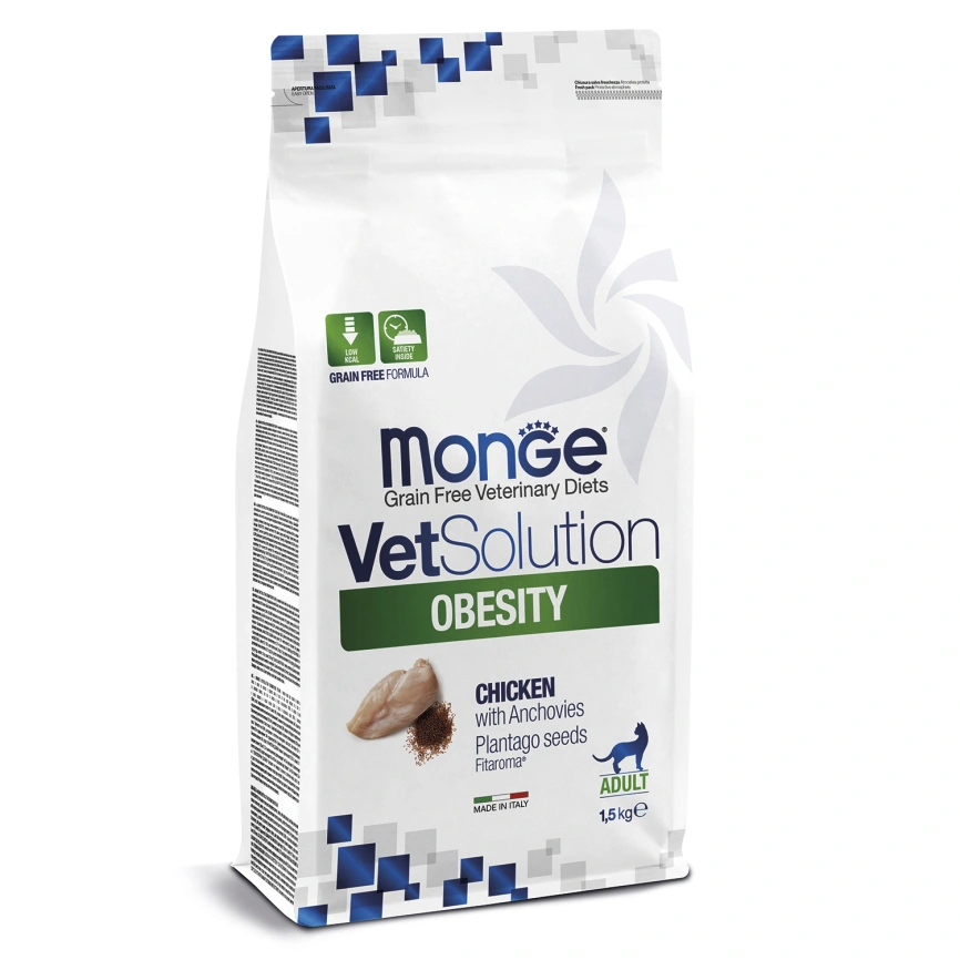 Диетический корм Monge VetSolution Cat Obesity для кошек, при избыточном весе, 1,5 кг фото 1